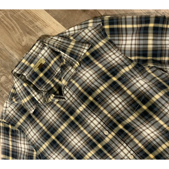 Sonoma Men's Plaid Long Sleeve Button Front Shirt Blue Yellow Brown Size L - Picture 2 of 3